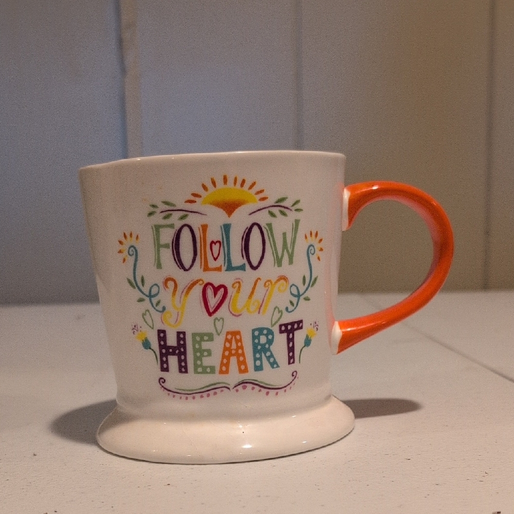 Colorful Inspirational Mug with Orange Handle